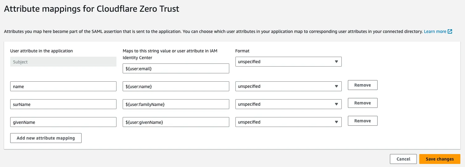 Configuring attribute statements in IAM Identity Center